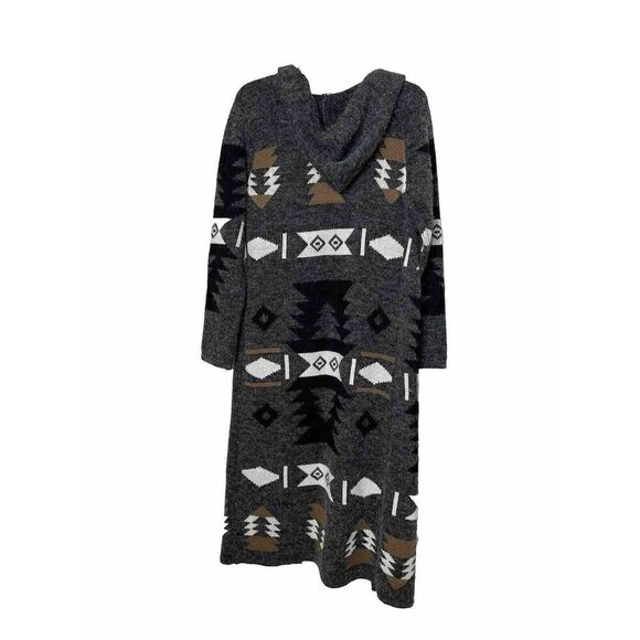 Sioni Size S Duster Cardigan Sweater Long Open Front Hood Southwestern - Picture 2 of 7